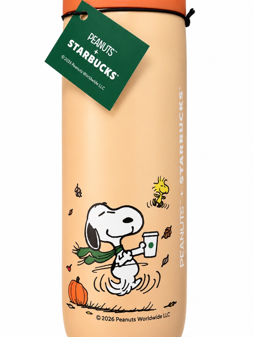 Starbucks Peanuts Snoopy Travel Tumbler in Peach and Orange 2026 limited edition